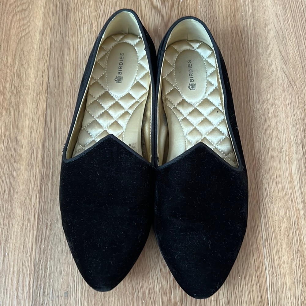 Birdies, The Heron, black suede flats, size 9.5